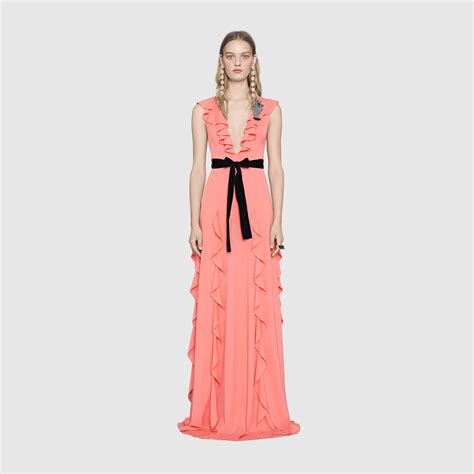 fine viscose dress with ruffles gucci|net a porter gucci dresses.